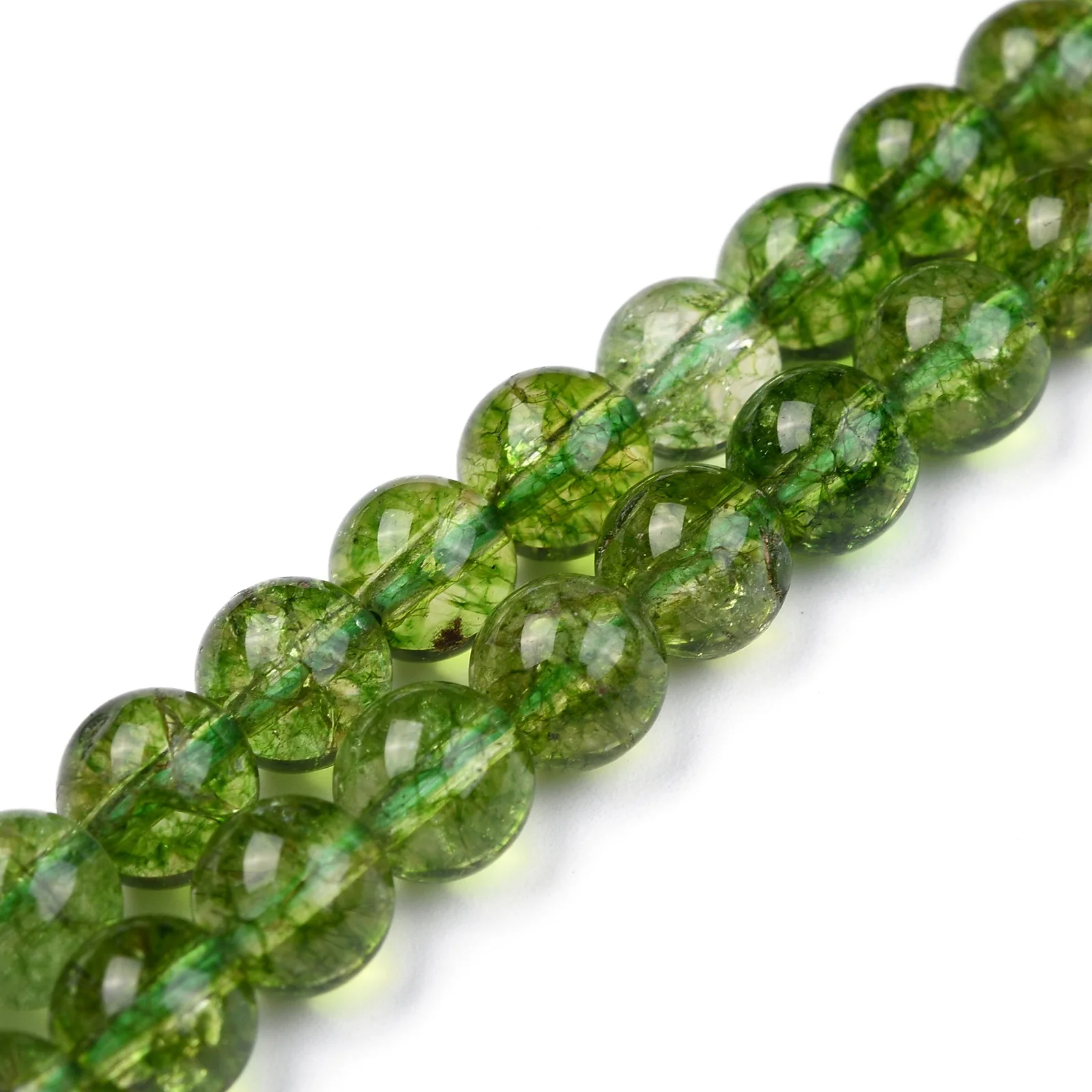 

PandaHall 6mm Round Heated & Dyed Olive Natural Quartz Crystal Beads