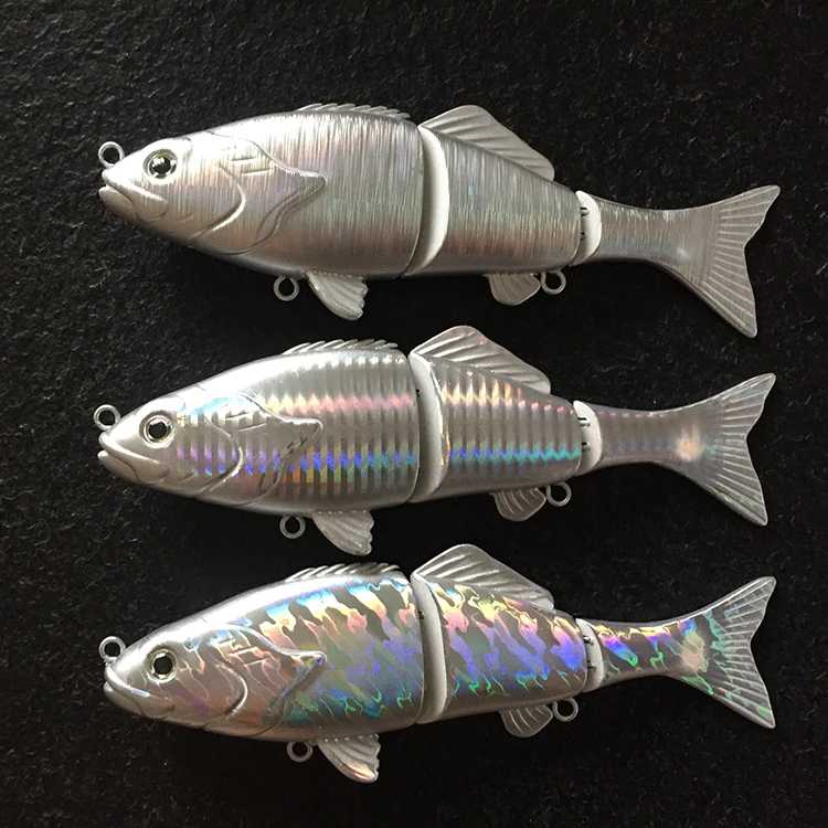 

Hot Selling 6in 47g 3 Segmented Perch Bass Fishing Lures Blanks Hot Foiled Blanks Swimbait Holographic Blank Body