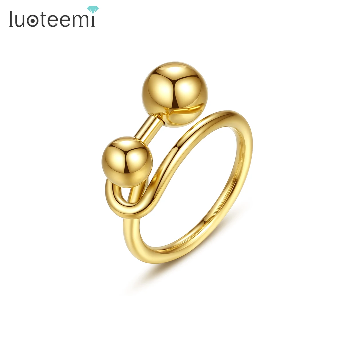 

SP-LAM Woman Fashion Unique Gold Plated Trendy Stylish Stainless Steel Minimalist Simple Ring