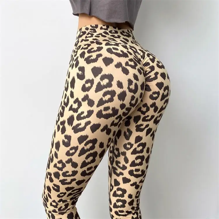 

Naked Feeling Leopard Printing Quick Dry Yoga Leggings Tights High Waist Butt Lift High Flexible Scrunch Butt Yoga Wear Leggings