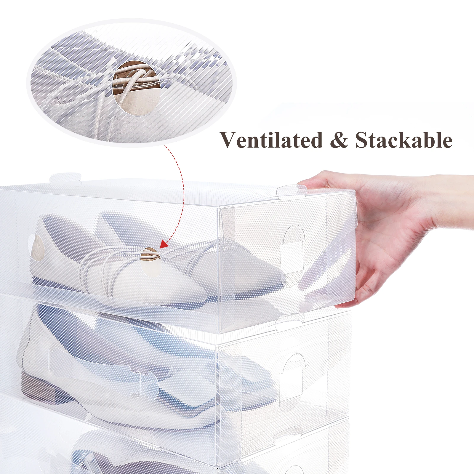 

Women handheld hanging shoe organizer clear folding shoe storage container for shoes