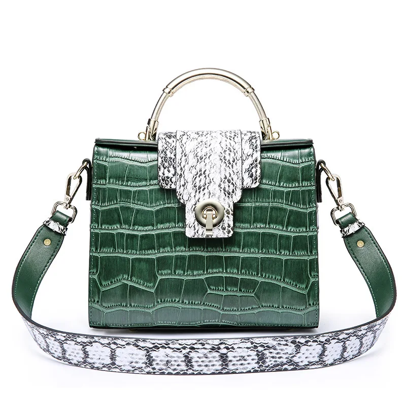 

TS4102 luxury high quality wild crocodile Alligator elegant pure genuine cow leather handbag women two shoulder straps bags