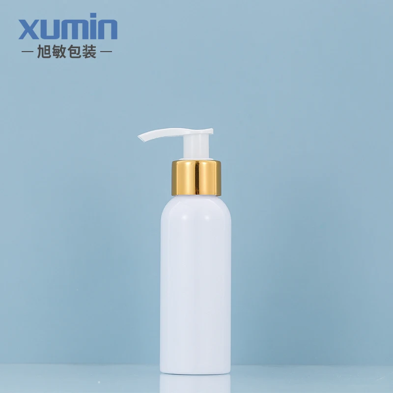 

wholesale white lotion pump bottle with lotion bottle 100ML Gold plastic bottle