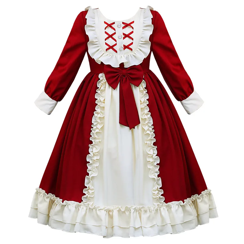 

Girls Princess Lolita dress lovely girl birthday party cosplay clothes fancy kids evening dresses for 3-8-10-13-15 years old, As shown