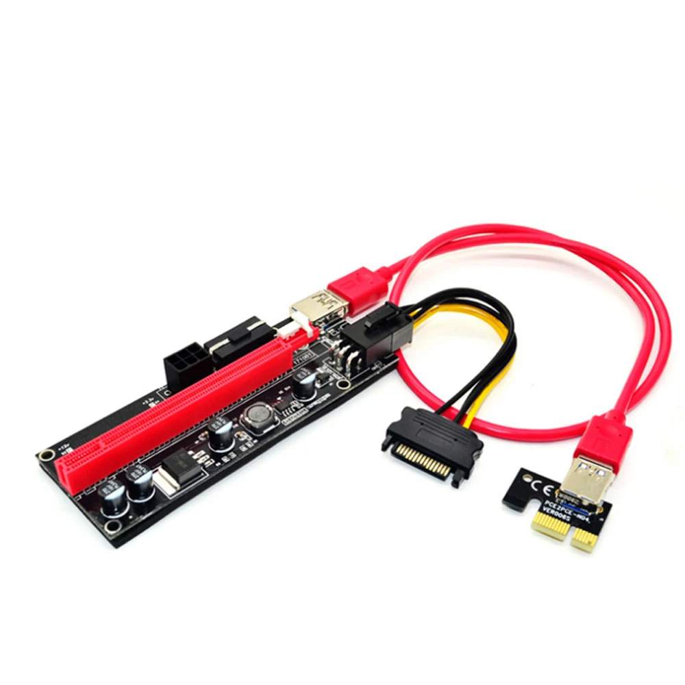 

gold plated pcie VER009S PCI-E 1X to 16X 009 Card Extender Express Adapter USB 3.0 Cable Power gpu pci 009s riser, Black