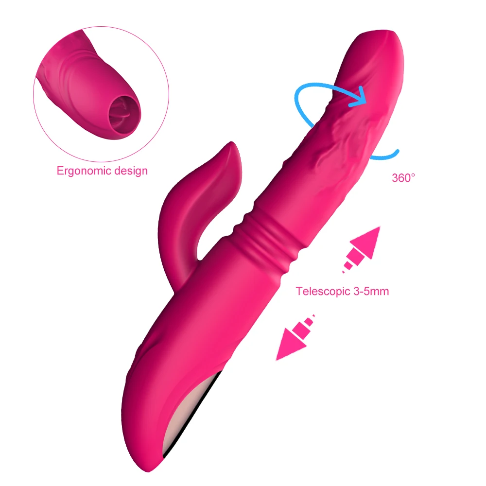 

Thrusting tongue licking Toy 12 Vibration Modes USB Charging Powerful Quiet Waterproof rabbit vibrator Women Toys sex adult