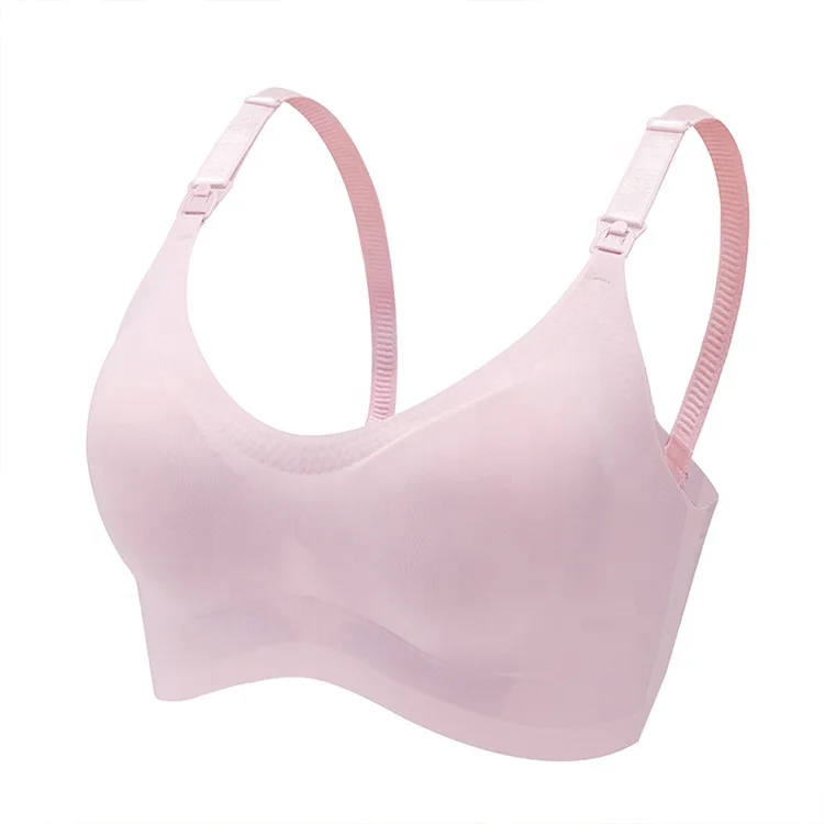 
4054 Pregnancy Front Closure Wireless Seamless Ice Slik Breastfeeding Maternity Nursing Sleep Bra with Adjustable Pads 