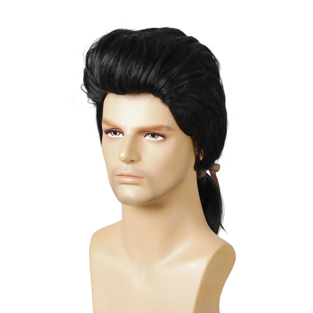 

High Temperature Silk Natural Black Male Long Hair Bundle Cos Party 18inch Wig, Black color