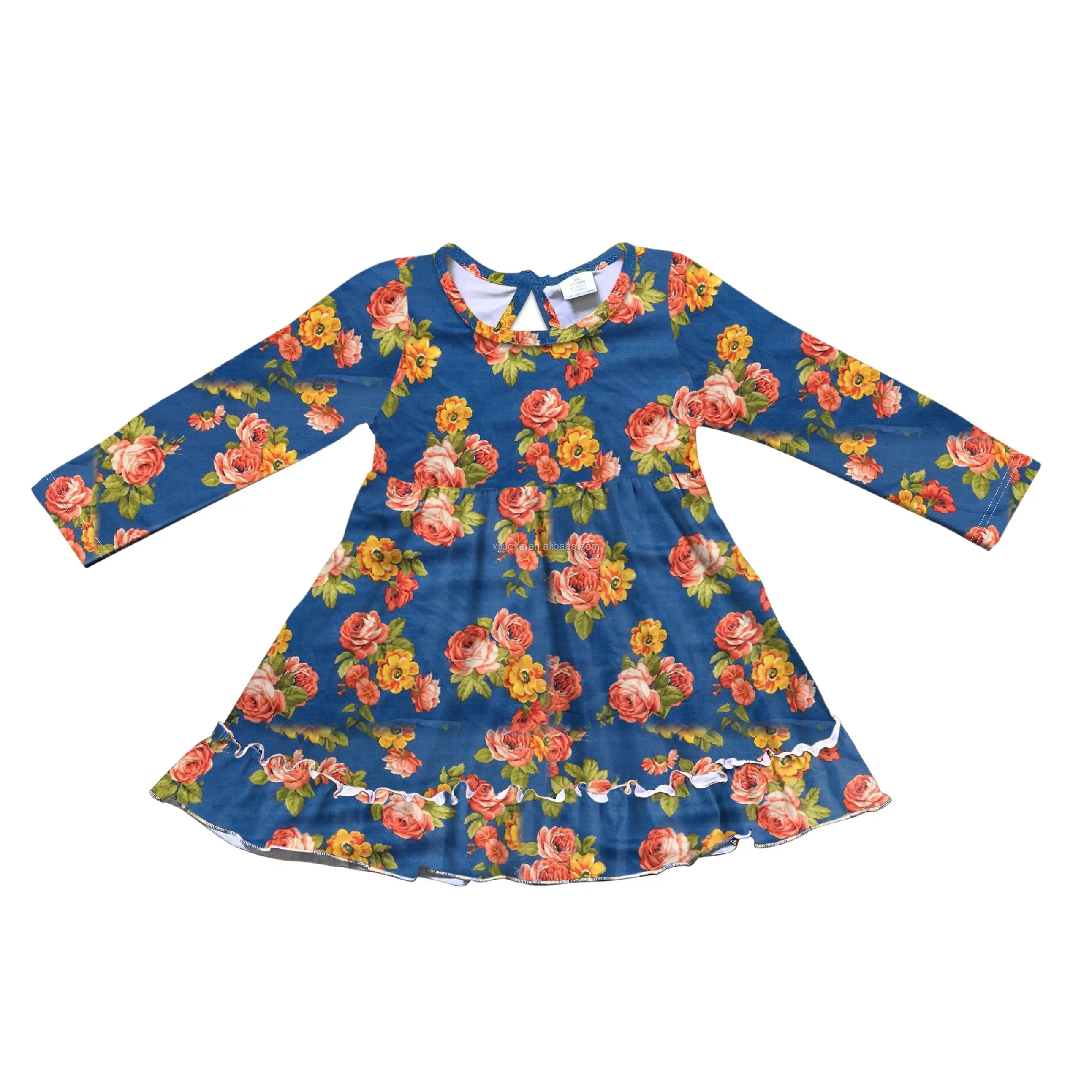 

Flutter Sleeve Boutique Toddler Wear Ruffle Floral Kids Clothing Orange Halloween Girl Dress