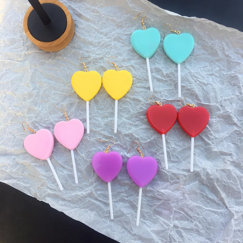 

2019 Fashion Jewelry Craft Resin Candy Lollipop Earrings For Women, As photo