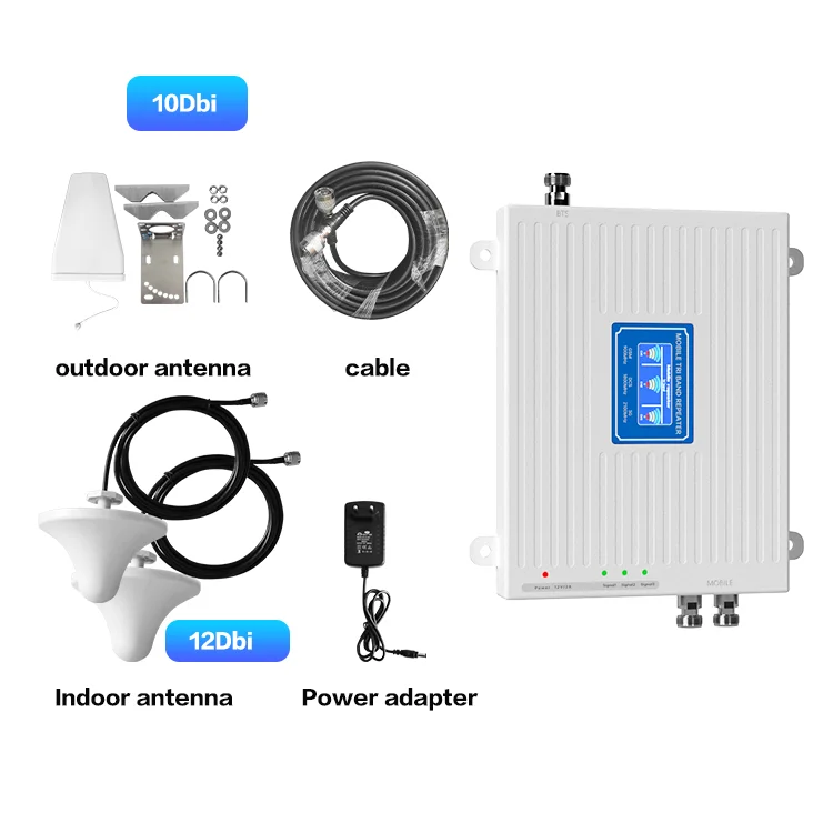 

Two export mobile signal booster tri band 900 1800 2100mhz mobile signal booster repeater amplifier