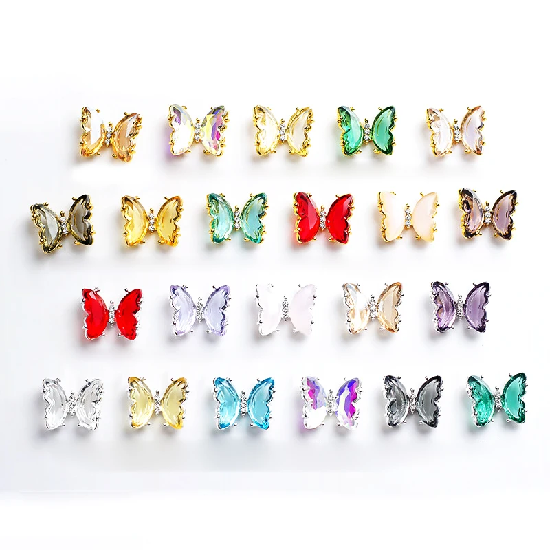 

NAR004 22 styles 3D Colorful Butterfly nail Charms Ornaments press on nails rhinestone accessory