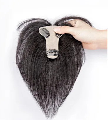 TP 7cm*8cm Silk Base With 3 Clips Women Topper High Quality Real Human Hair Toupee