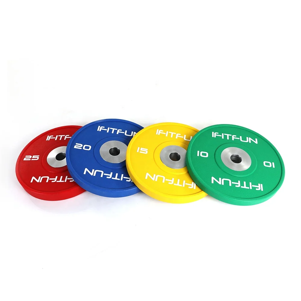 Colored fitness weight lifting premium urethane PU competition barbell bumper plate