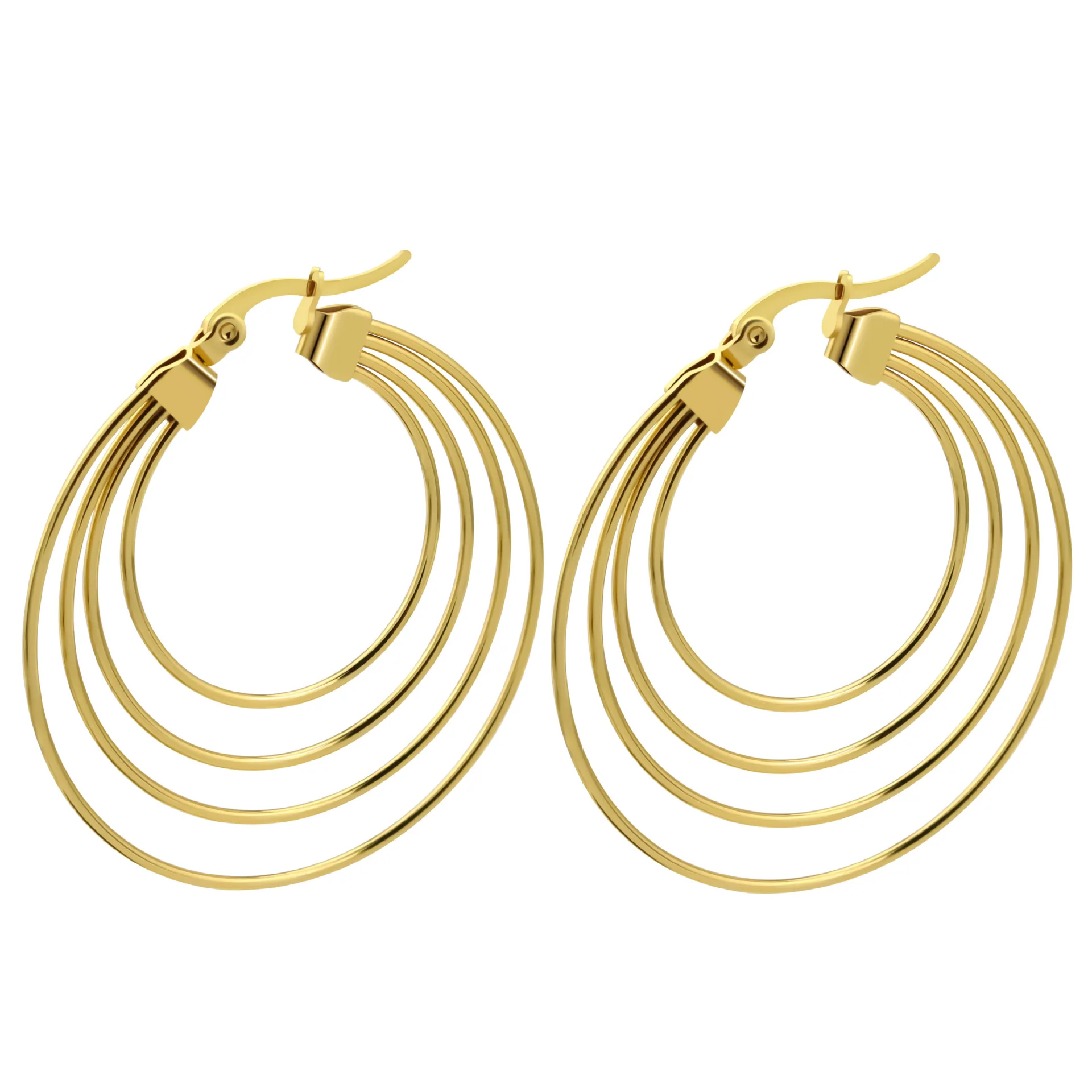 

HOVANCI Stainless steel earring 5 simple and irregular personality big hoop multi-layer stainless steel earring