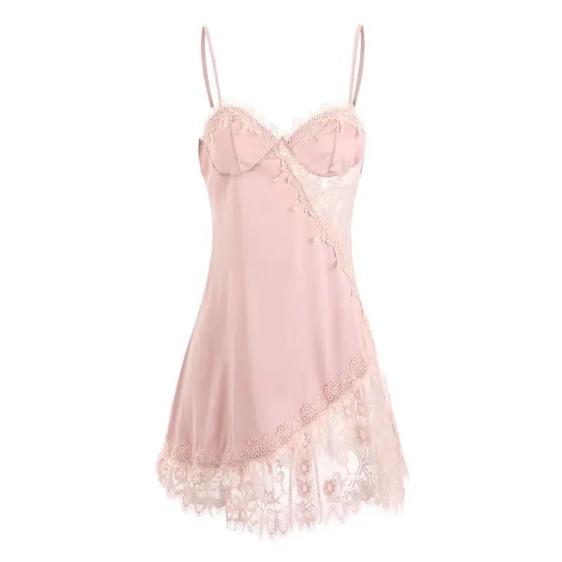 

The latest promotion affordable price wholesale good-looking pajamas sexy lace sleeveless nightdress, Customized color