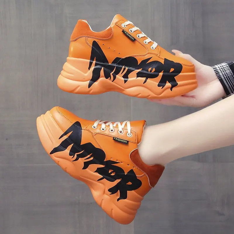 

Women's Fashion Sneakers Women Casual Shoes 2020 New Autumn Outdoor Shoes Women's Platform Sneakers Zapatos Mujer, Orange,black,beige-white