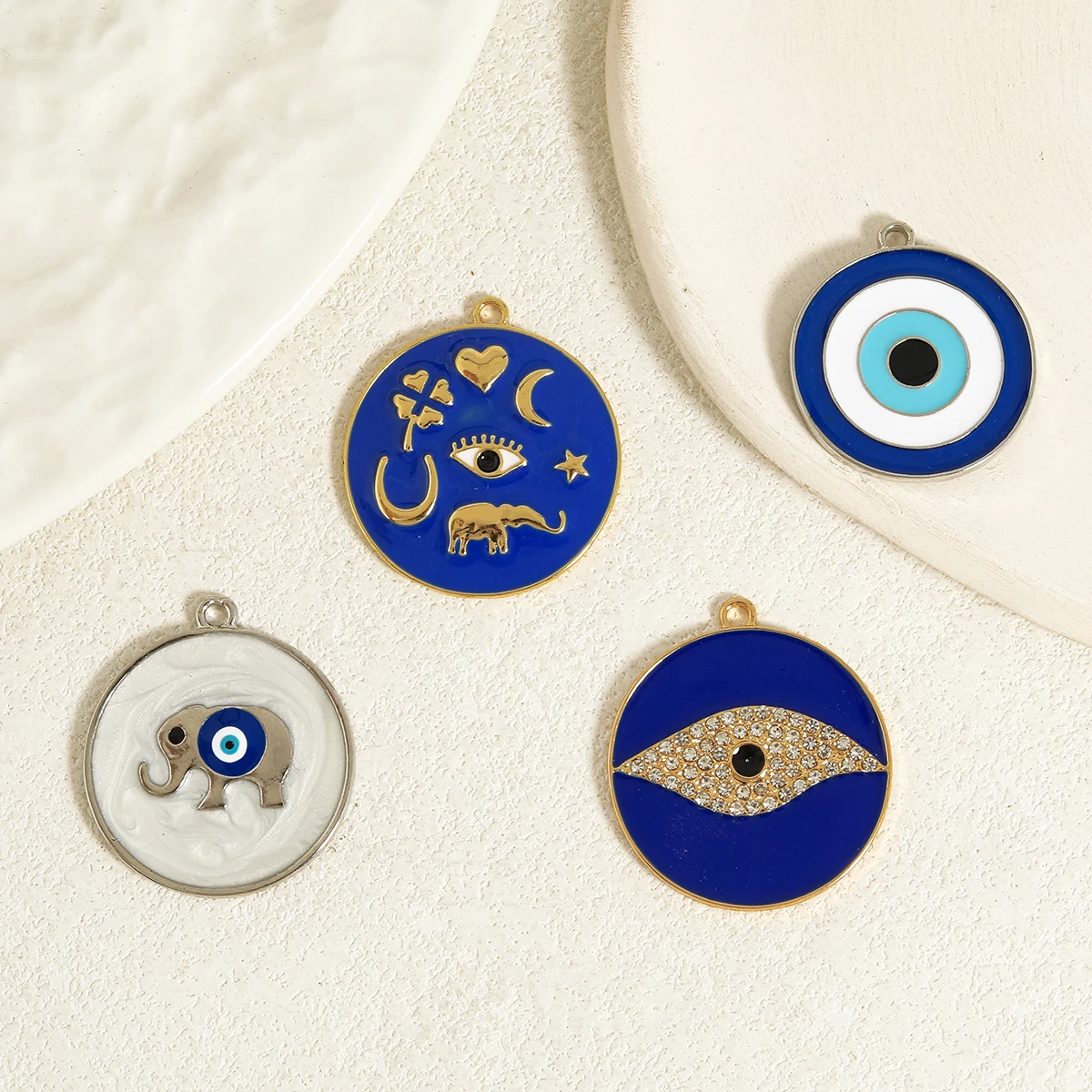 

DIY Lucky Evil Eye cute elephants Charms Connector Pendants For Jewelry Making Evil Eye Handmade Eyes Accessories