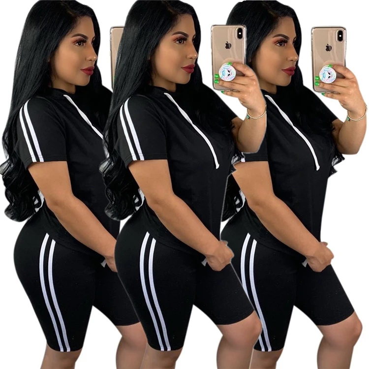 

Wholesale women's fashion black breathable shorts suit