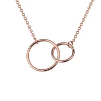 

Minimalism Stainless Steel Double Circle Rose Gold Plain Linked Interlocking Friendship Necklace