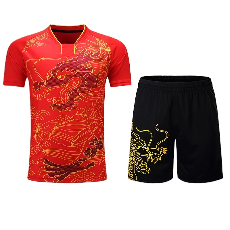 

table tennis suits Free Printing CHINA Dragon table tennis sets Men or Women ping pong wear Dry-Cool table tennis clothes