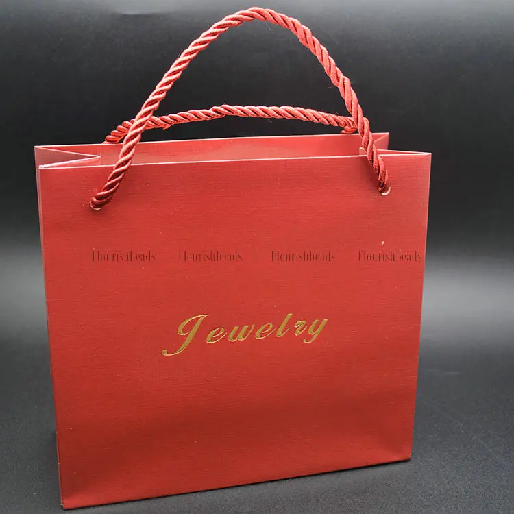 

Good Quality Good-looking Red Color Jewelry Shopping Bags Paper Reticule with Rope