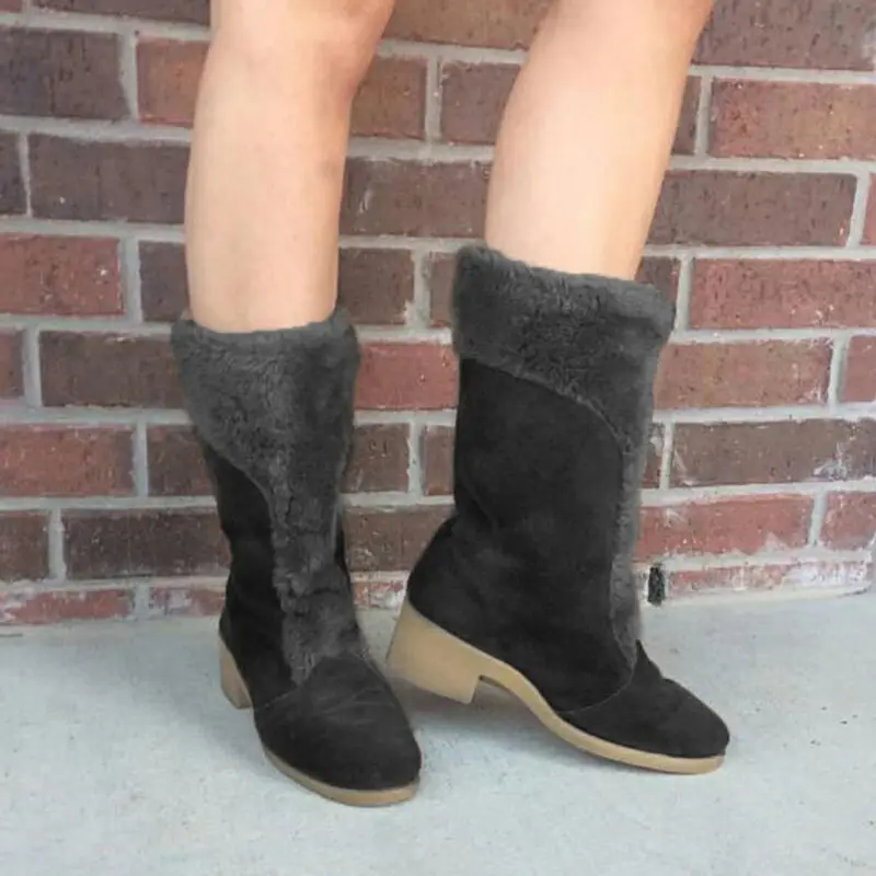 

Large black coffee-colored platform boots for ladies