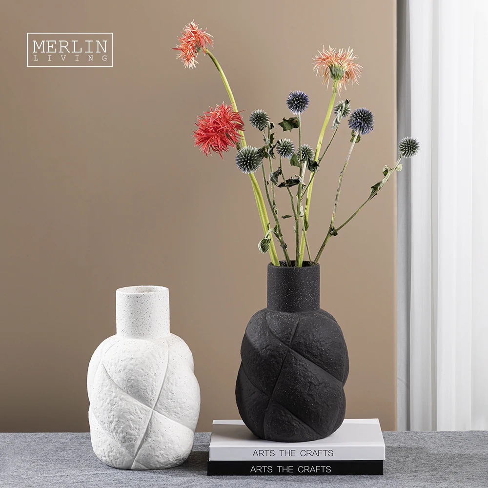 

Merlin Living Rustic Table Decor Ceramic Vase Decoration Desktop Nordic Vase For Home Decor Flower Vase