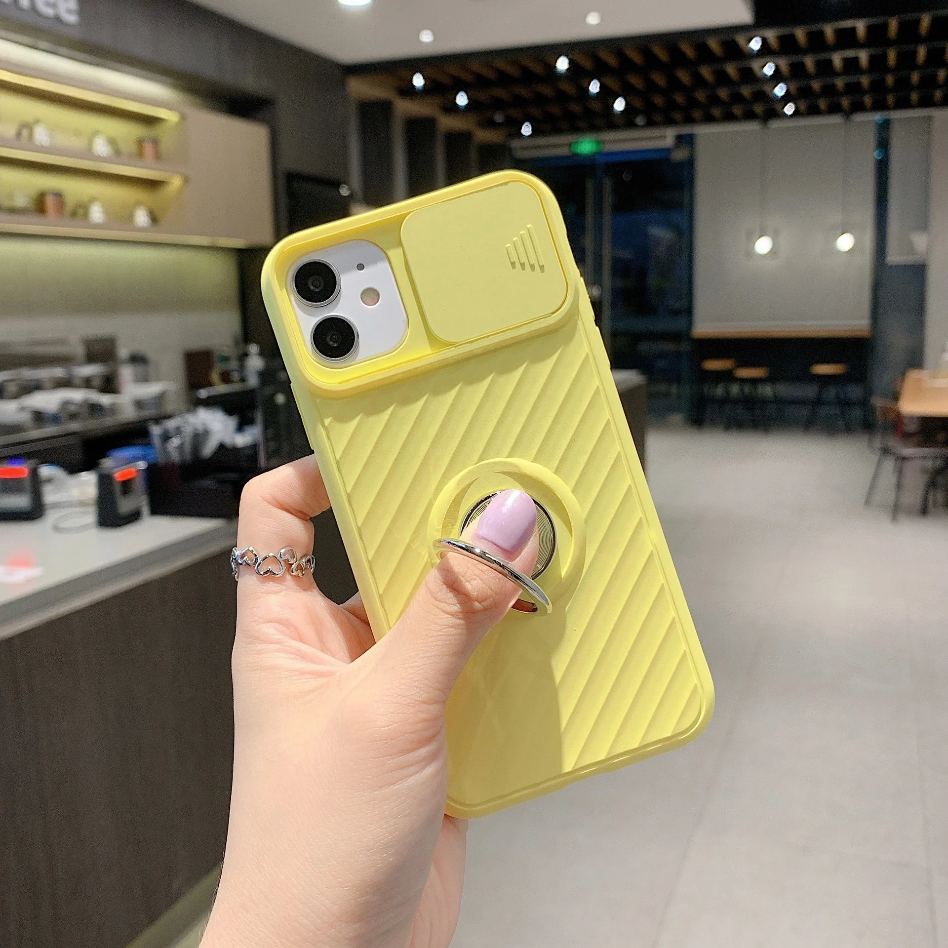 

2021 new stripe lens protection slide cover with bracket multi-color suitable for iPhone x xr xs 11 12ProMax mobile phone case, 8 colors