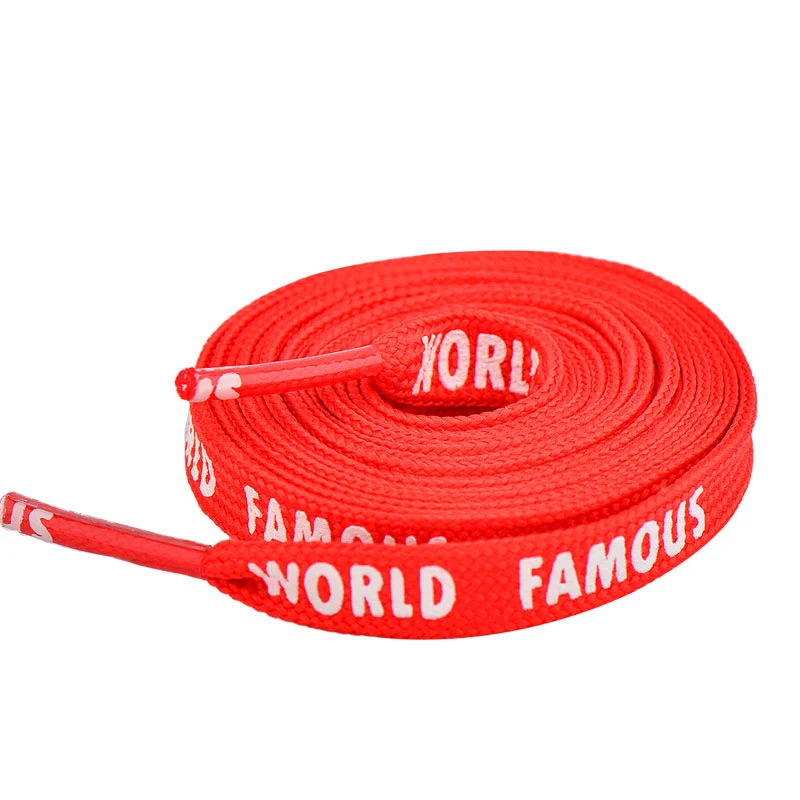 

Text Printed Leisure Flat Shoe Lace Cotton Polyester Shoelaces With Customized Logo
