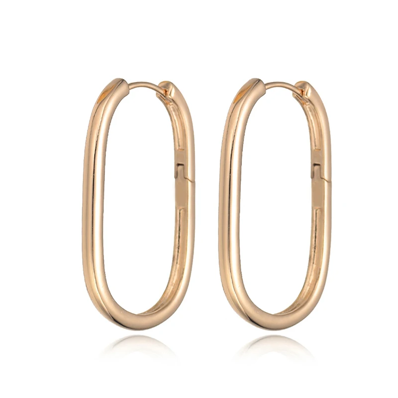 

Classic Fashion Jewelry Earrings for Women 18K Gold Plated Huggie Earrings Oval Hoop Sparkling Diamond Delightful Hoop Earrings, 18k gold color