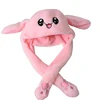 Custom plush pinch airbag move ear jumping animal bunny rabbit hat