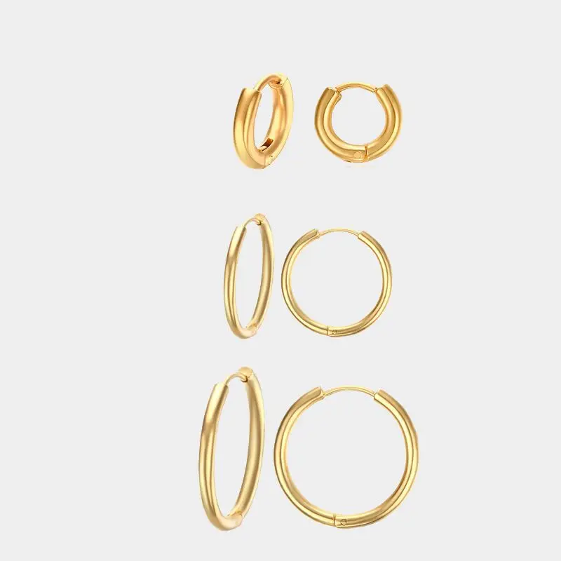 

Stainless Steel Gold Silver 11mm 20mm 25mm Classic Round Hoops Earrings Women Minimalist Jewelry, Gold plated