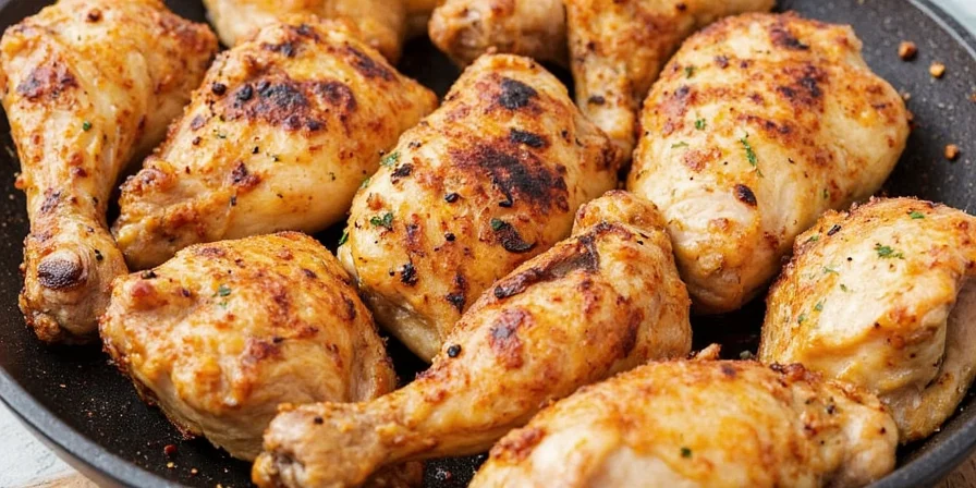 Charred lemon halves served alongside spiced grilled chicken