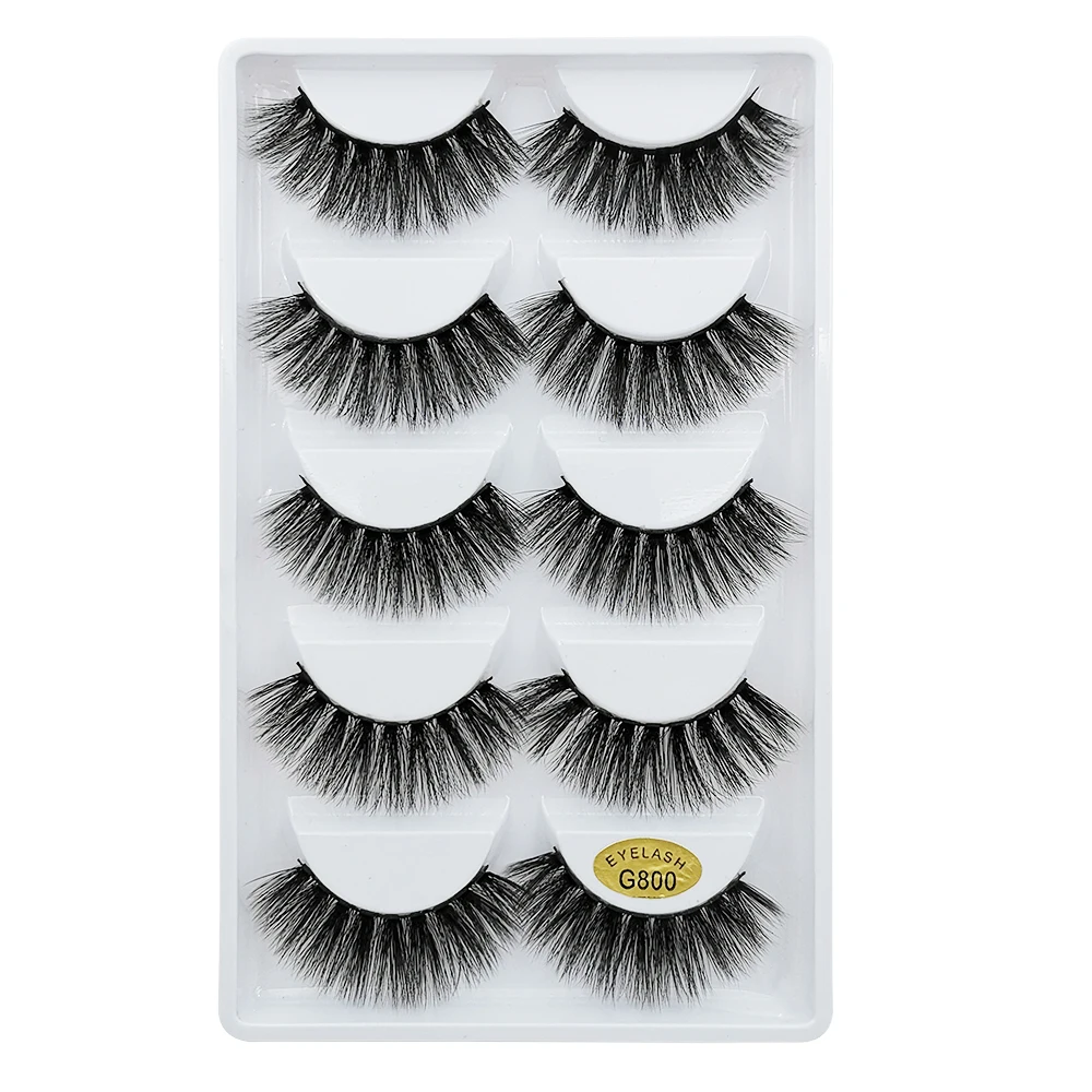 

False Eyelash Look Like Extensions 5pairs 3d Mink Hair Wholesale 14mm False Eyelashes, Natural black