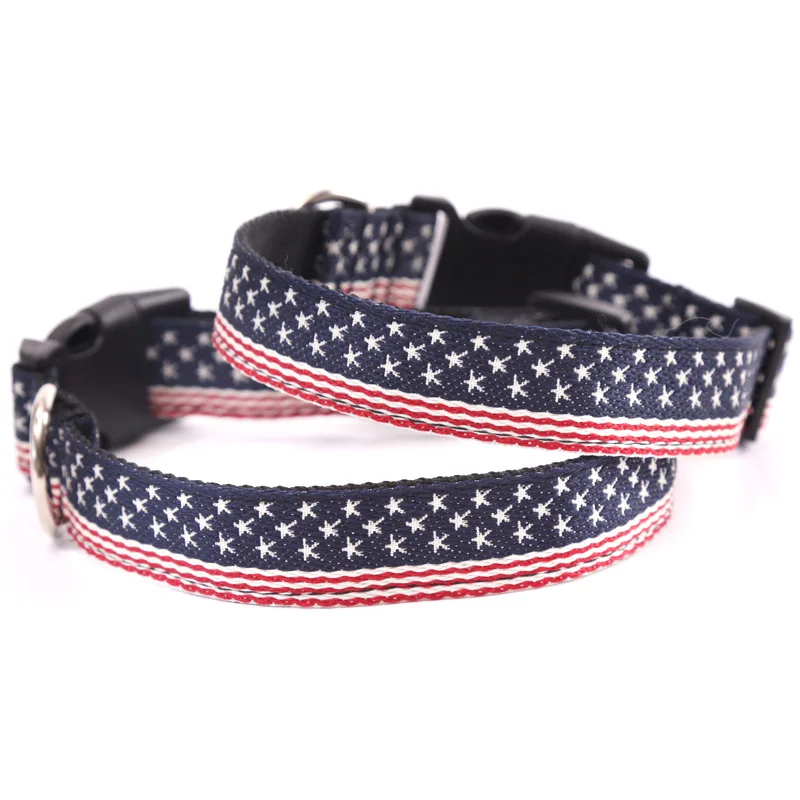 

Factory Cheap US Flag Printing design Adjustable Pet collar for Big Dog Pet collar Leash, Many