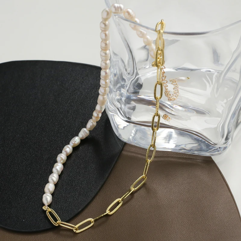 

Vershal B-33 18k Gold Plated Elegant Freshwater Pearl Beaded Chain Choker Necklace For Women