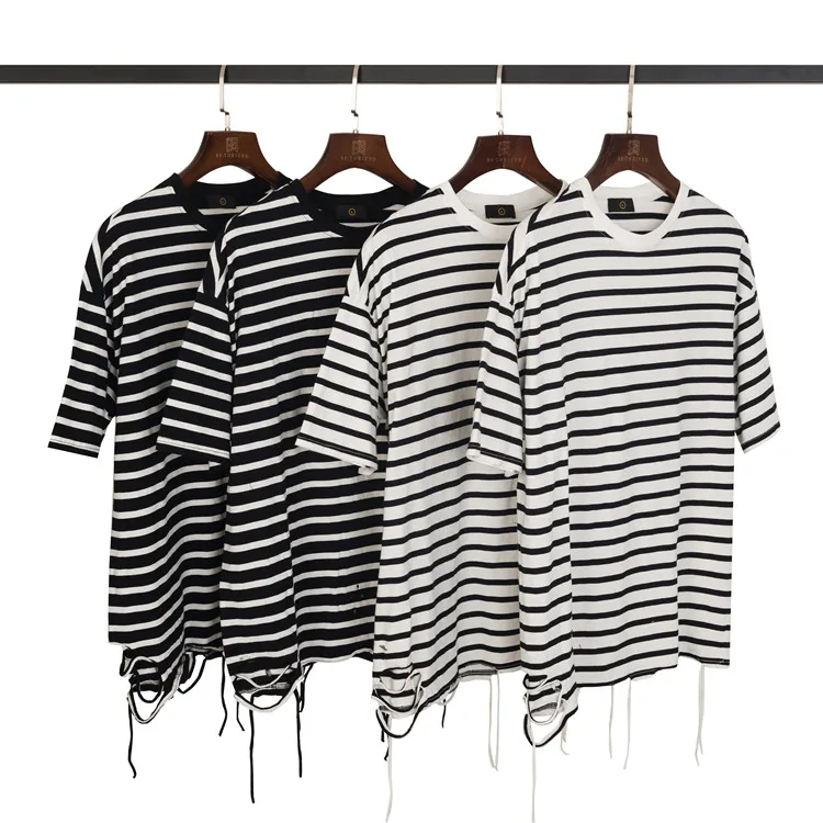 

2020 New Fashion Wholesale OEM Casual 100% Cotton Men Stripe Custom Men T Shirt