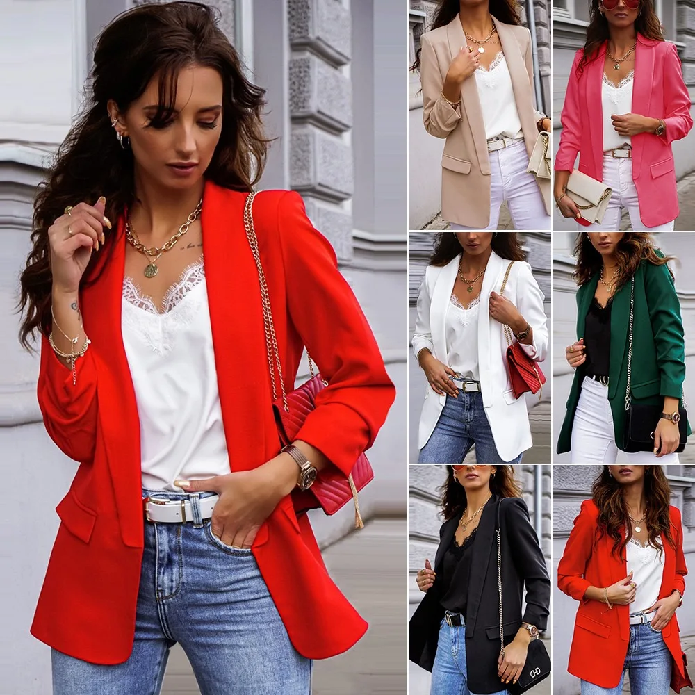 

Black Women Blazer 2021 Formal Blazers Lady Office Work Suit Jackets Coat Slim Black Women Blazer Femme Jackets