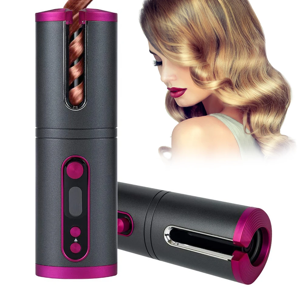 

Wireless Automatic Hair Curler LCD Ceramic Heating Barrel Rotating Curling Iron Automatic Magic Hair Curler Wand Roller