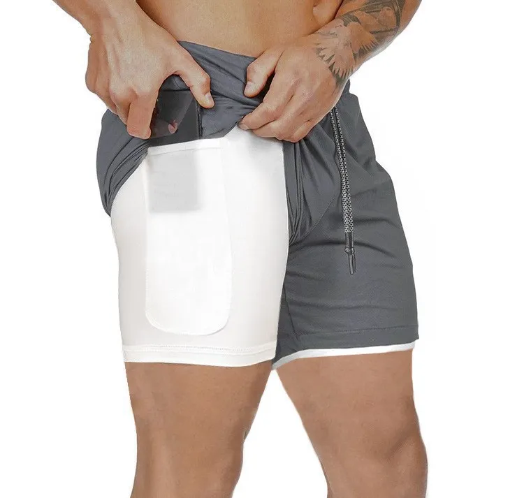 

Men's Workout Running 2 in 1 Double - Deck Training Gym Shorts with Pockets