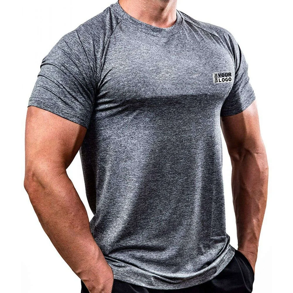 

Custom New Design Men's Sports T-shirt Quick Dry Short-sleeve Running Tops Fitness Wear Breathable plus size men's t-shirts