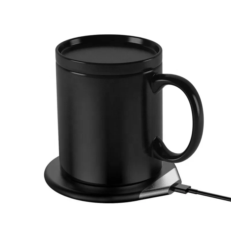 

Heating cup usb multi-function wireless charger 2 in 1 ceramic mugs temperature controlled mug warmer, Customized color(black / white is classical );decal can be customized