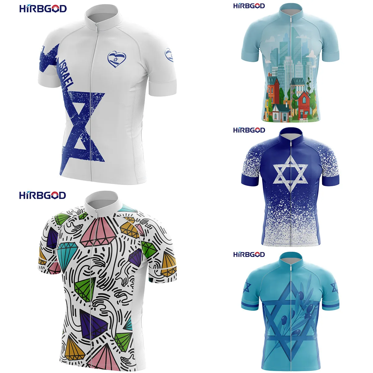 

HIRBGOD for Israel Pattern Polyester Lightweight Various styles of Men's Short Sleeve Cycling Clothes Bicycle Jersey