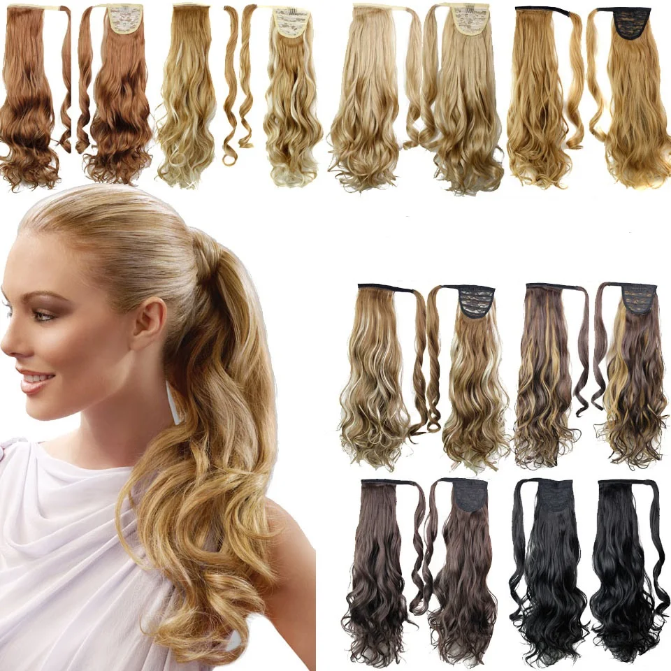 

One Piece Thick Long Wave Thick Wrap Around Ponytail Hairpieces Synthetic Ponytail Straight Extension