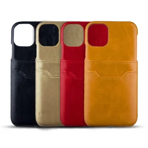 Retro PU Leather iPhone 11 Case Card Holder