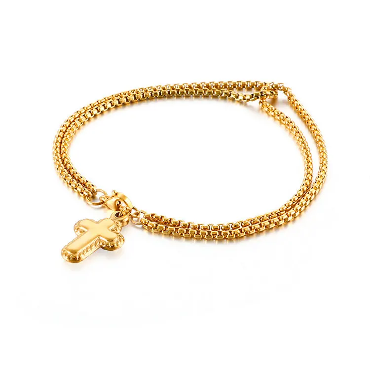 

Punk Style Gold Plated Cross Pendant Bracelet