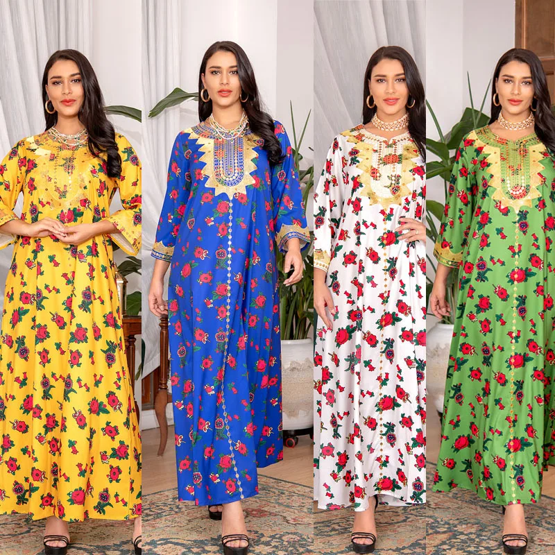 

Islamic clothing 2021 abaya wholesale summer long sleeve muslim dresses women abayas STAB063, Picture color