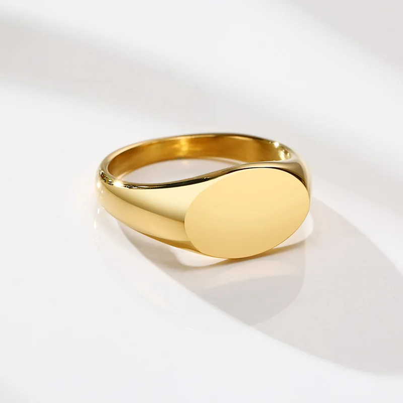 

Custom Stainless Steel Oval Gold Signet Ring Jewelry For Men and Women, Silver, gold, black