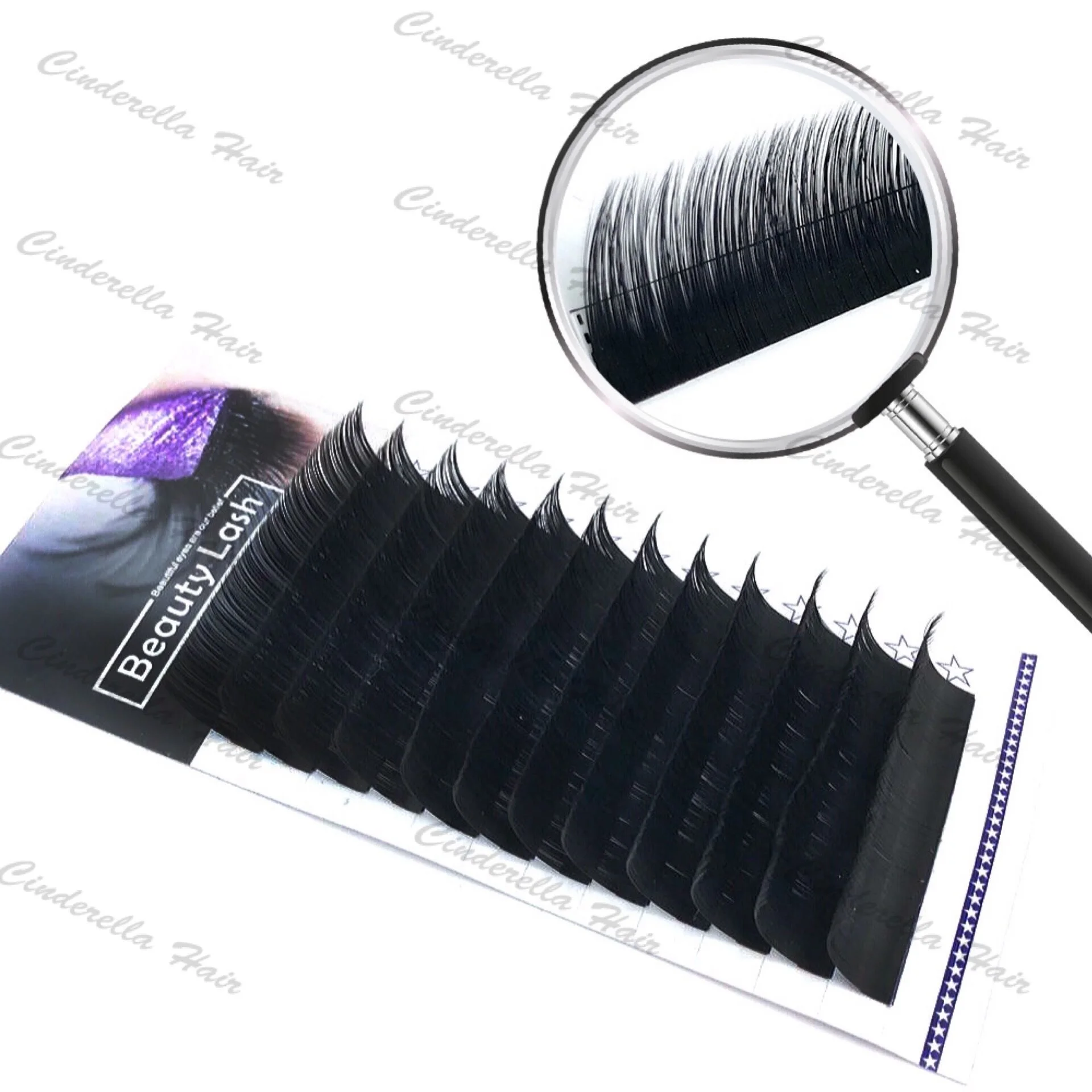 

Private label individual silk natural eyelash extension supplies lash extension vendor hand made easy fanning eyelash tray, Black